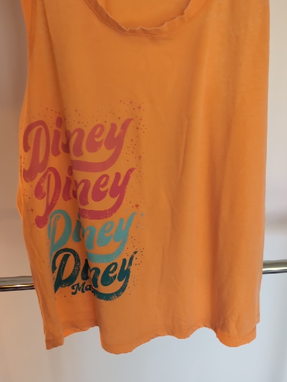 Disney Orange Racerback Tank with Multicolor Script - Picture 6 of 8